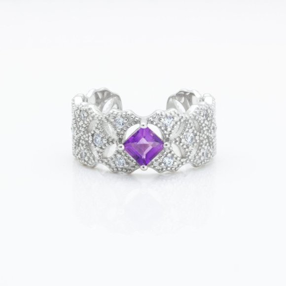 Natural Amethyst Stone Sterling Silver Ring - Picture 1 of 3